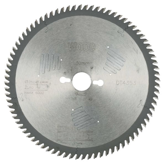 Dewalt DT4353-QZ Pyörösahanterä 250 x 30 mm, 80T