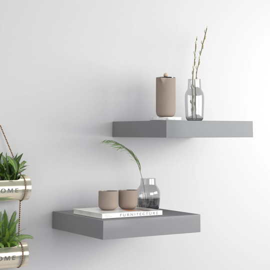 vidaXL Kelluvat seinähyllyt 2 kpl harmaa 23x23,5x3,8 cm MDF