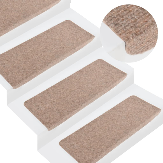 vidaXL Itsekiinnittyvät porrasmatot 15 kpl 65x28 cm beige