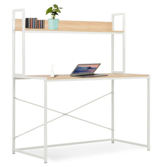 vidaXL Tietokonepöytä 120x60x138 cm valkoinen ja tammi