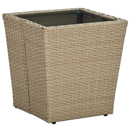 vidaXL Teepöytä beige 41,5x41,5x44 cm polyrottinki ja karkaistu lasi