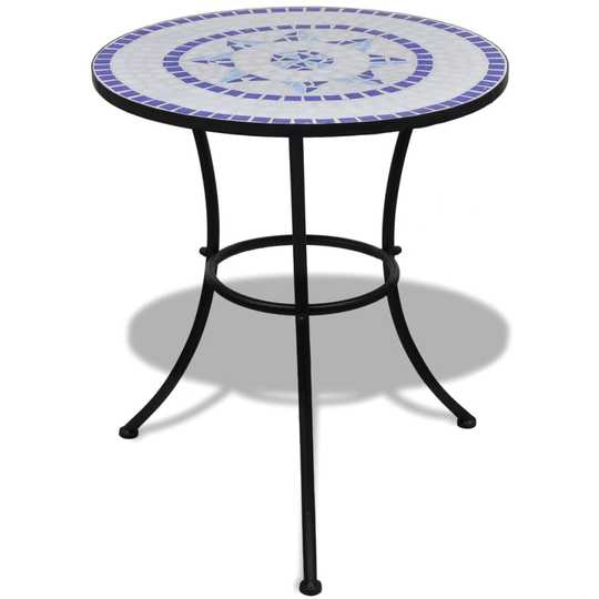 vidaXL Bistropöytä sininen ja valkoinen 60 cm mosaiikki