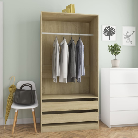 vidaXL Vaatekaappi Sonoma-tammi 100x50x200 cm lastulevy