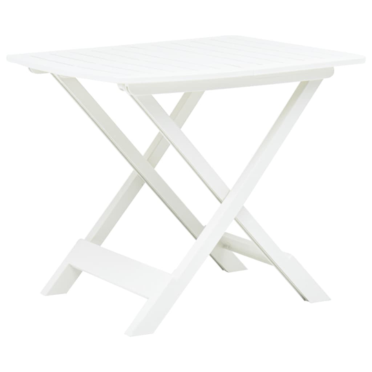 vidaXL Kokoontaittuva puutarhapöytä valkoinen 79x72x70 cm muovi