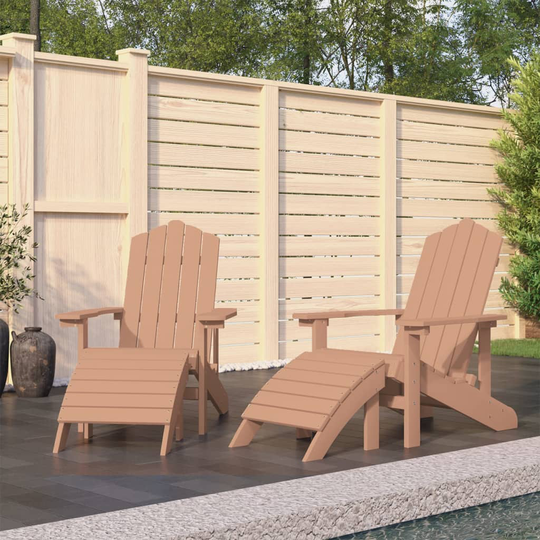vidaXL Adirondack puutarhatuolit 2 kpl jalkatuilla HDPE ruskea