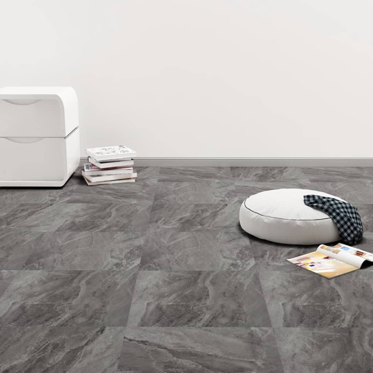 vidaXL Itsekiinnittyvä PVC Lattialankku 5,11 m² musta kuviolla