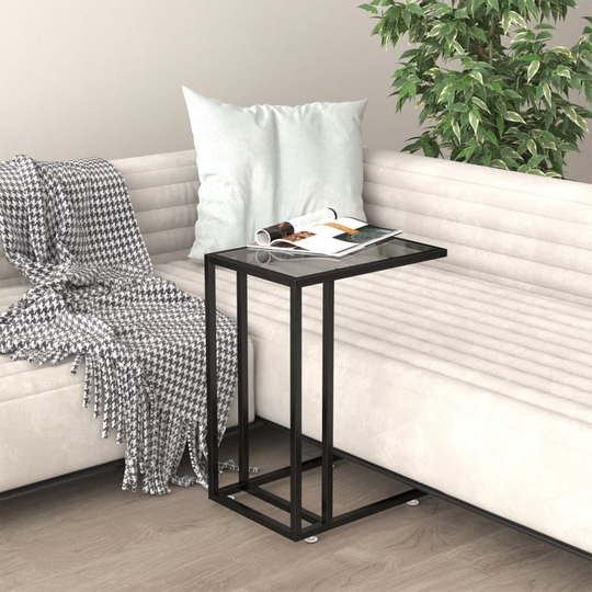 vidaXL Sivupöytä läppärille musta 50x35x65 cm karkaistu lasi