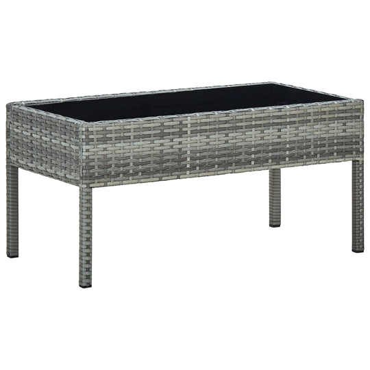 vidaXL Puutarhapöytä harmaa 75x40x37 cm polyrottinki