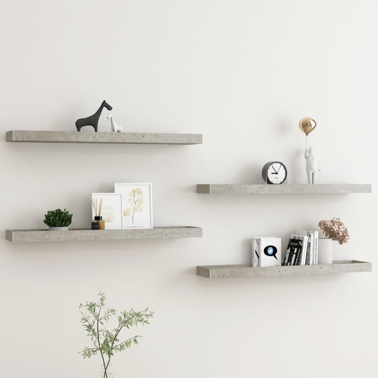 vidaXL Loggia seinähyllyt 4 kpl betoninharmaa 80x15x4 cm MDF