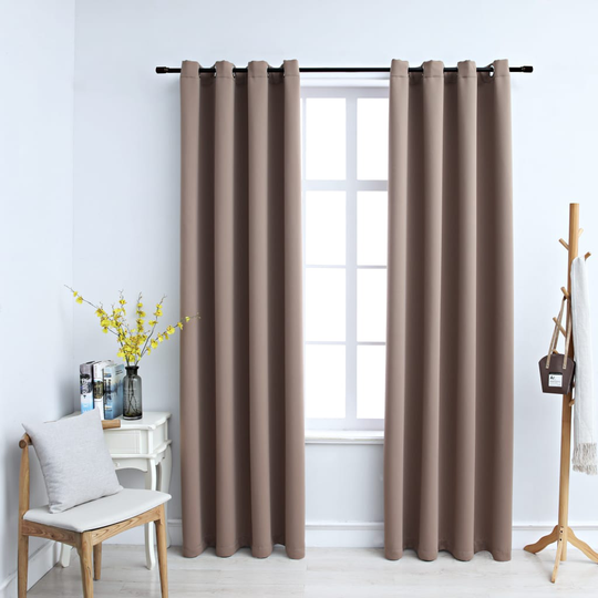 vidaXL Pimennysverhot metallirenkailla 2 kpl ruskeanharmaa 140x245 cm