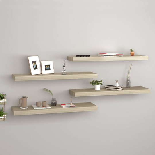 vidaXL Kelluvat seinähyllyt 4 kpl tammi 80x23,5x3,8cm MDF