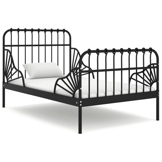 vidaXL Jatkettava sängynrunko musta metalli 80x130/200 cm