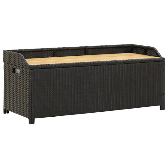 vidaXL Puutarhan säilytyspenkki 120 cm polyrottinki musta