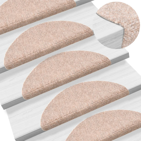 vidaXL Itsekiinnittyvät porrasmatot 10kpl ruskea 56x17x3 cm neulahuopa