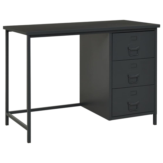 vidaXL Teollinen työpöytä laatikoilla antrasiitti 105x52x75 cm teräs