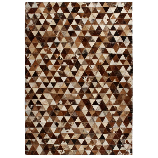 vidaXL Matto aito nahka tilkkutyö kolmio ruskea/valkoinen 120x170 cm