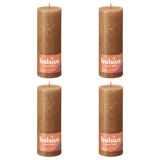 Bolsius Pilarikynttilät Shimmer 4 kpl rustiikkinen 190x68 mm mausteruskea