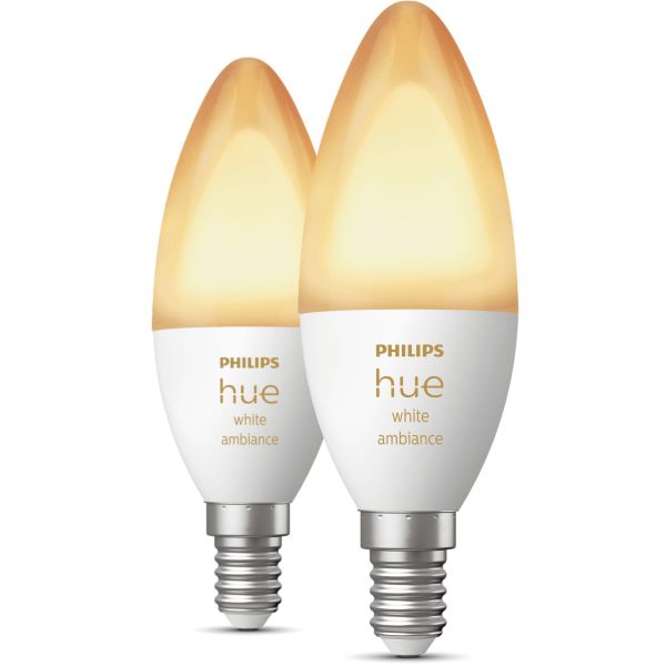 Philips Hue White Ambiance LED-valo 5,2 W, E14, 2 kpl/pakkaus