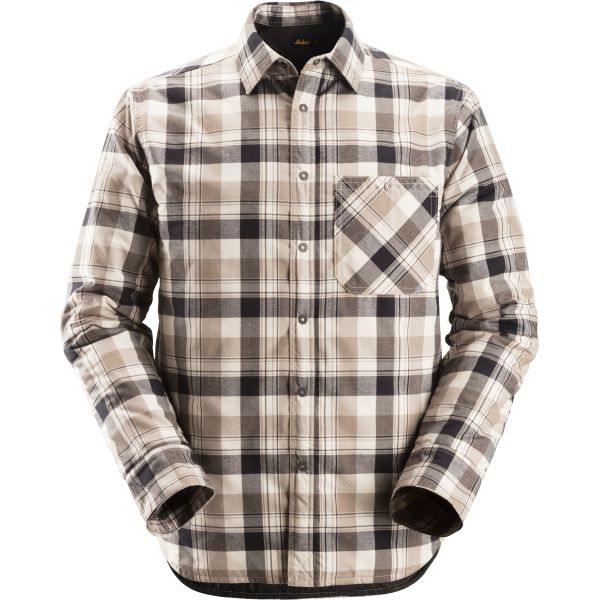 Snickers 8501 RuffWork Flanellipaita vuorattu, musta/khaki XS