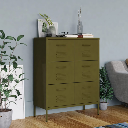 vidaXL Lipasto oliivinvihreä 80x35x101,5 cm teräs