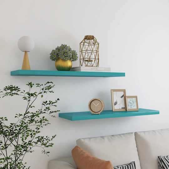 vidaXL Kelluvat seinähyllyt 2 kpl sininen 90x23,5x3,8 cm MDF