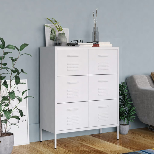 vidaXL Lipasto valkoinen 80x35x101,5 cm teräs