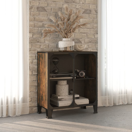 vidaXL Säilytyskaappi rustiikkinen ruskea 72x36x82 cm metalli ja MDF