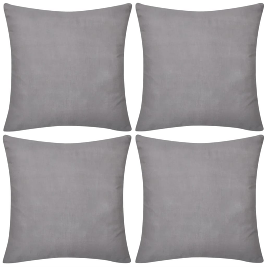 vidaXL Harmaa tyynynpäällinen 4 kpl Puuvilla 80 x 80 cm