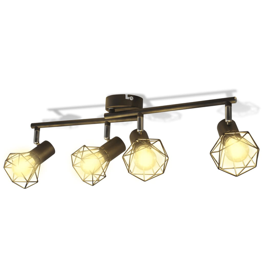 vidaXL Musta Teollinen Spottilamppu 4 LED Polttimolla