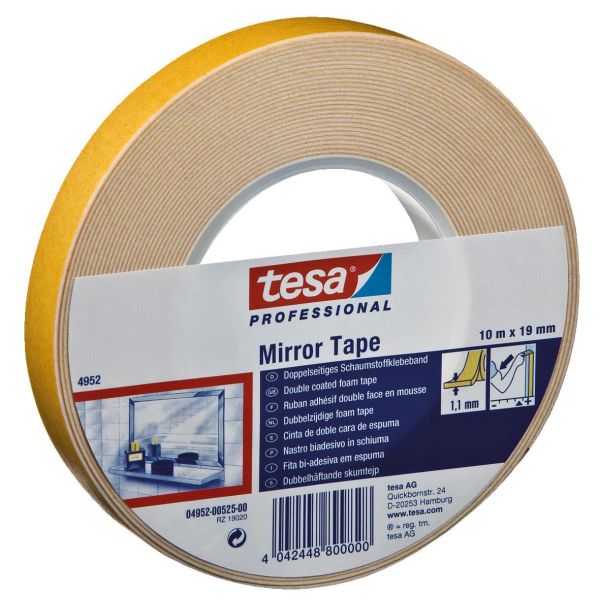 Tesa 4952 Asennusteippi kaksipuolinen, valkoinen 10 m x 19 mm