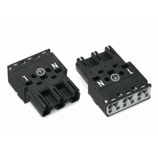 Wago 770-213 Urosliitin 3-napainen, L/PE/N, musta