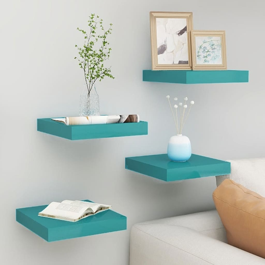 vidaXL Kelluvat seinähyllyt 4 kpl sininen 23x23,5x3,8 cm MDF