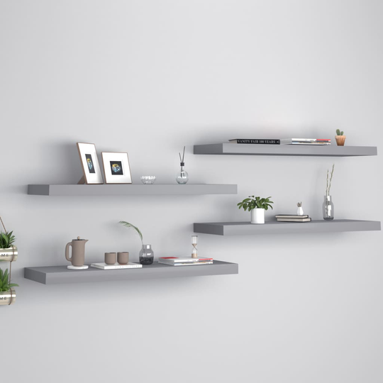 vidaXL Kelluvat seinähyllyt 4 kpl harmaa 80x23,5x3,8 cm MDF