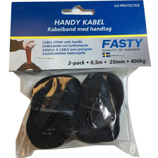 Fasty 162 Kaapeliside Musta Kahva, 2 kpl/pakkaus