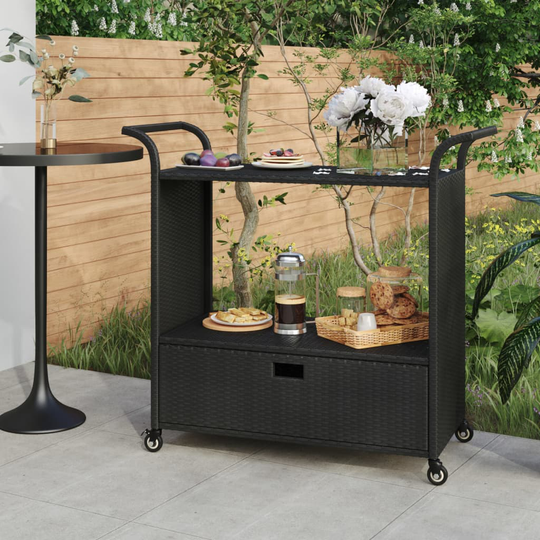 vidaXL Baarivaunu laatikolla musta 100x45x97 cm polyrottinki
