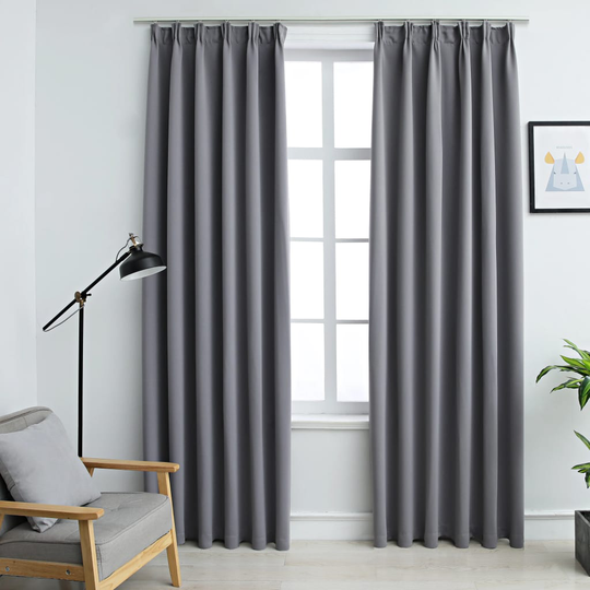 vidaXL Pimennysverhot koukuilla 2 kpl harmaa 140x175 cm
