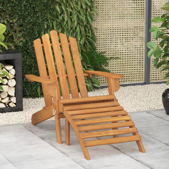 vidaXL Adirondack-puutarhatuoli jalkatuella täysi akaasiapuu