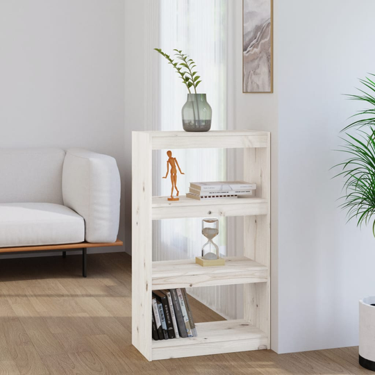vidaXL Kirjahylly/tilanjakaja valkoinen 60x30x103,5 cm täysi mänty