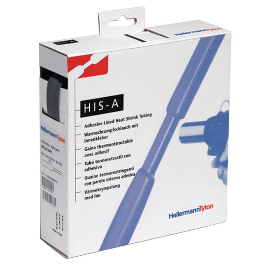 Hellermann Tyton 308-10300 Kutistesukka liimallinen, 3:1, musta 3/1 mm, 10 m