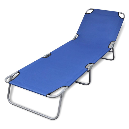 vidaXL Kokoontaitettava aurinkotuoli jauhemaalattu teräs sininen