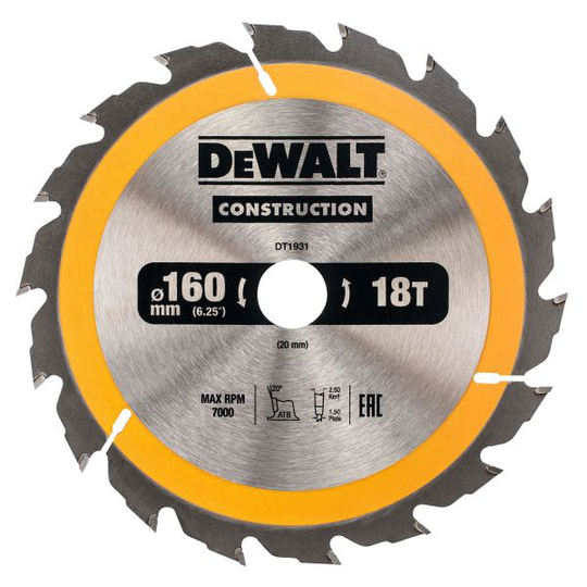Dewalt DT1931-QZ Pyörösahanterä 160 x 20 mm, 18T