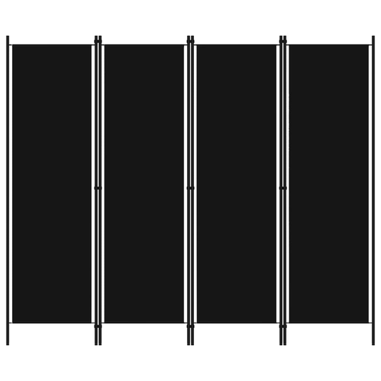 vidaXL 4-paneelinen tilanjakaja musta 200x180 cm