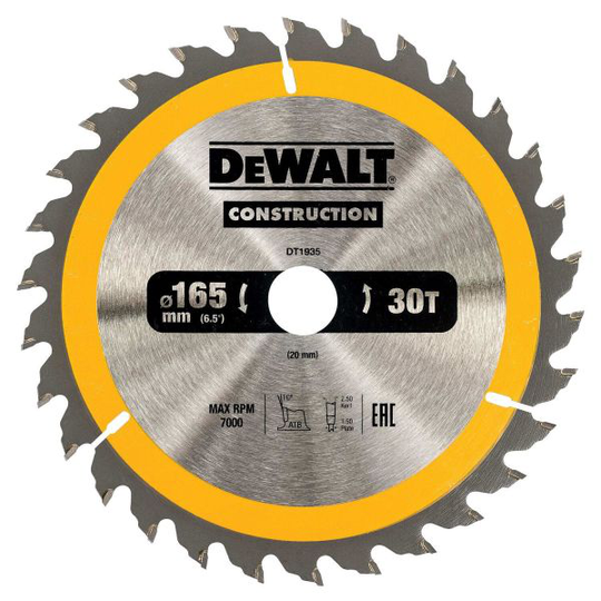Dewalt DT1935-QZ Pyörösahanterä 165 x 20 mm, 30T