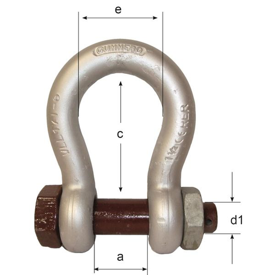 Gunnebo A085508 Lyyrasakkeli ruuvipultti/mutteri, luokka 6 Ø10 mm, 0,75T