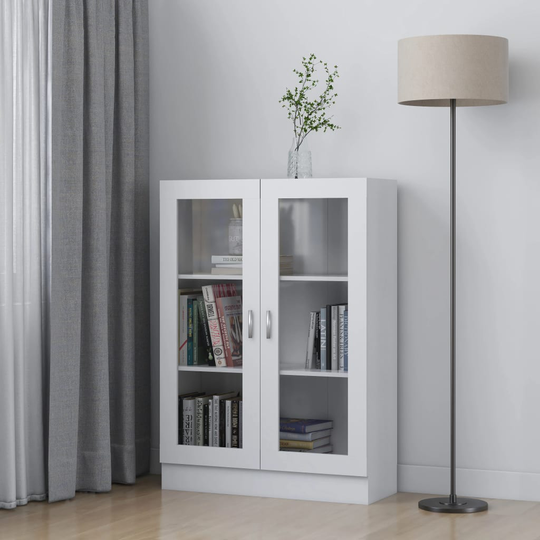 vidaXL Vitriinikaappi valkoinen 82,5x30,5x115 cm lastulevy