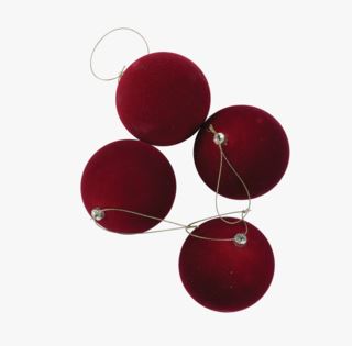 Velvet red 4pk joulupalloja punainen