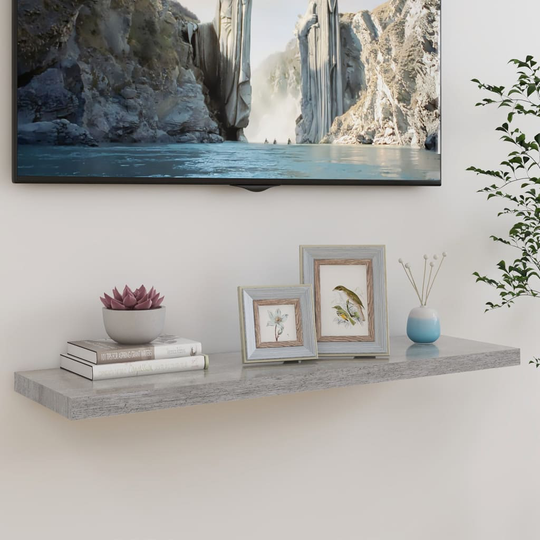 vidaXL Kelluva seinähylly betoninharmaa 90x23,5x3,8 cm MDF