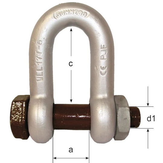 Gunnebo A083513 Sakkeli ruuvipultti/mutteri, suora Ø16 mm, 2T