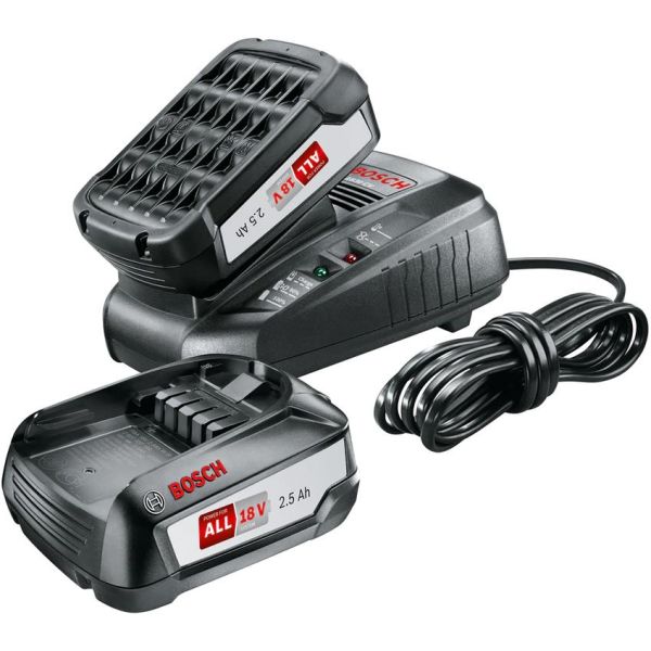 Bosch DIY AL 1830 CV + 2x2,5Ah Latauspaketti 2 kpl 2,5 Ah:n akkuja ja laturin