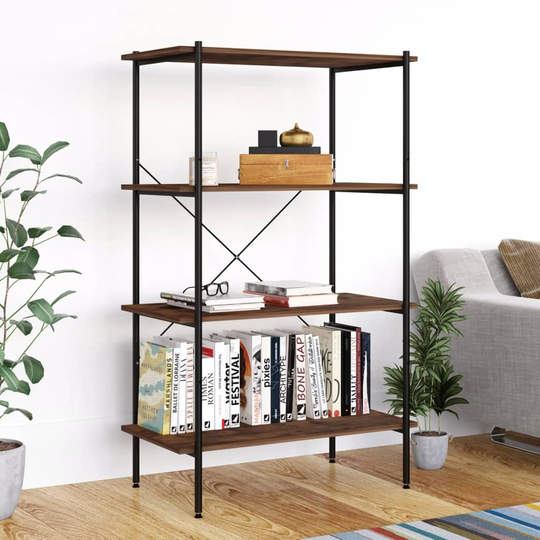 vidaXL 4-kerroksinen Hyllykkö musta ja tumma puu 80x40x130 cm